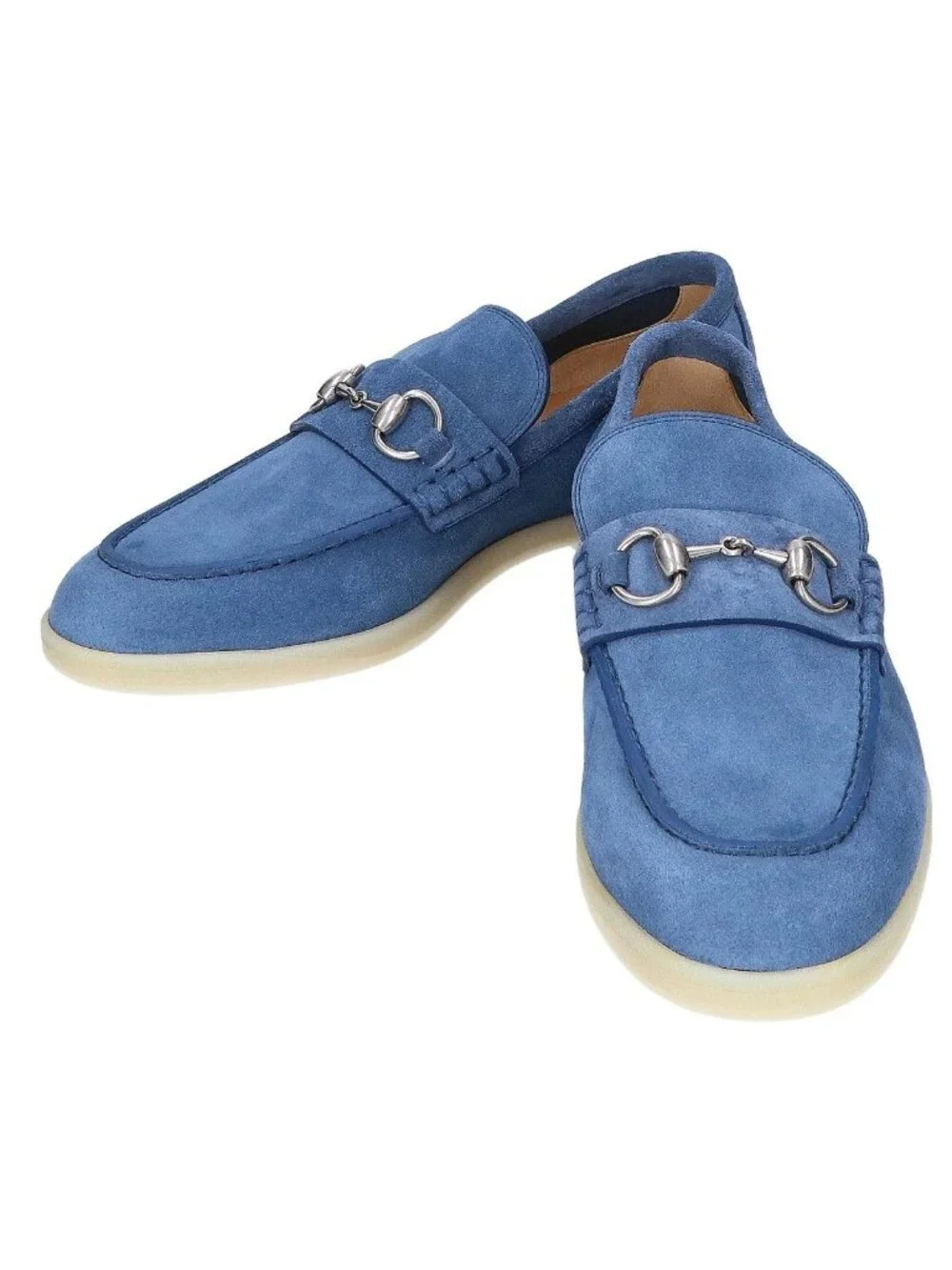 Gucci Blue Suede Horsebit Loafers